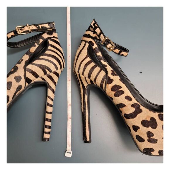 Heels High Platform Animal Pattern Leopard Zebra Genuine Cow Hair Sexy Shoes - Picture 11 of 12